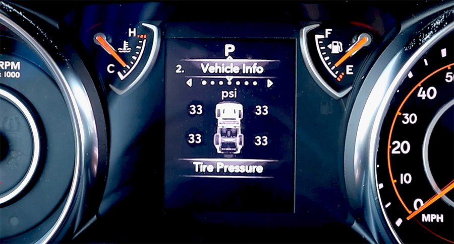 Jeep Wrangler low tire pressure warning light causes, how to reset