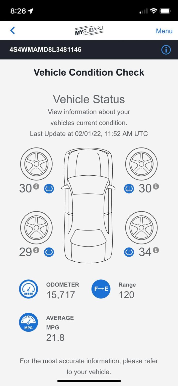 Subaru Ascent low tire pressure warning light causes, how to reset